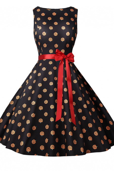 Pumpkin Head Print Dress