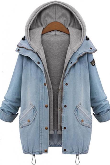 Hooded Jacket Casual Denim Outerwear