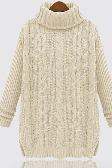 Woman's High Collar Knit Sweater