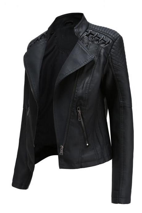 Cardigan Faux Leather Jacket Coat