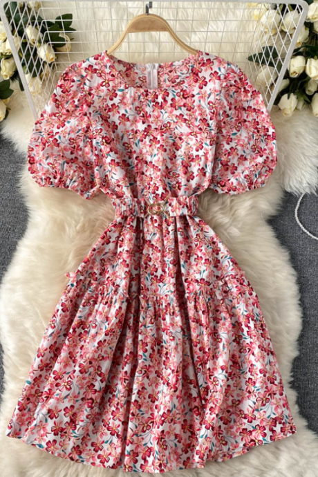 Sweet Floral Women's Short Sleeve Dress