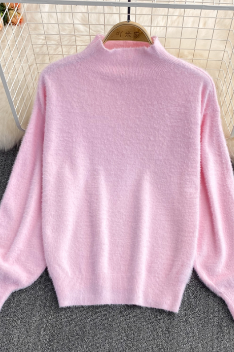 Women'S Fashion Loose Long Sleeves Knitting Turtleneck Sweater