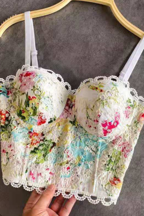 Sling Printing Sexy Lace Vest Top
