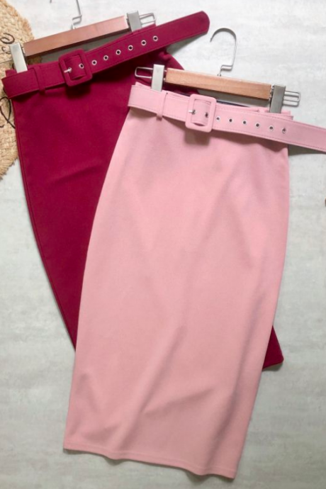 Stretch Solid Color High-waist Chiffon Hip Skirt