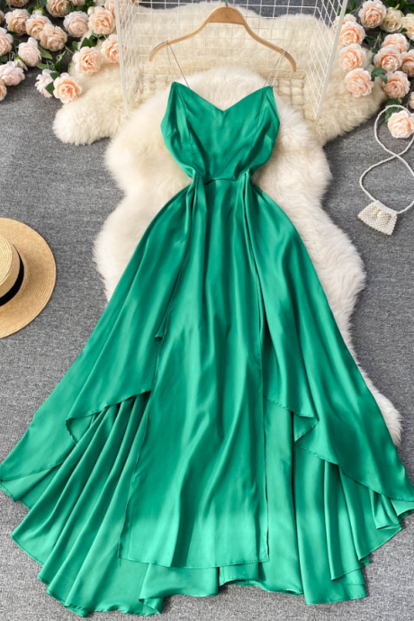  Green Fashion Irregular Dress