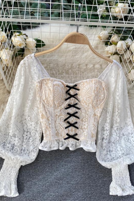 Sweet Slim Lace Butterfly Shirt