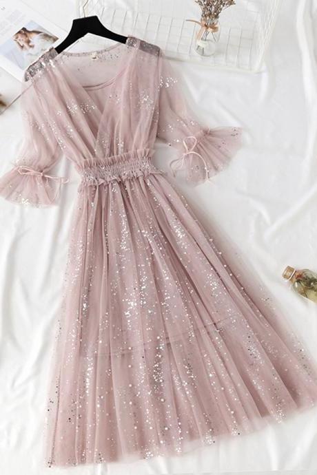 Two Pieces Tulle Dress With Sequins