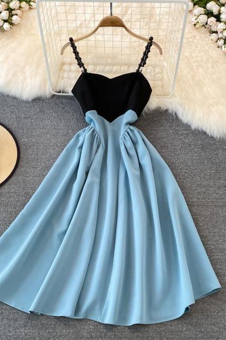 Fashion Sexy Backless Blue Midi Dress