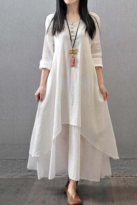 Long Sleeve Loose Asymmetric Dress