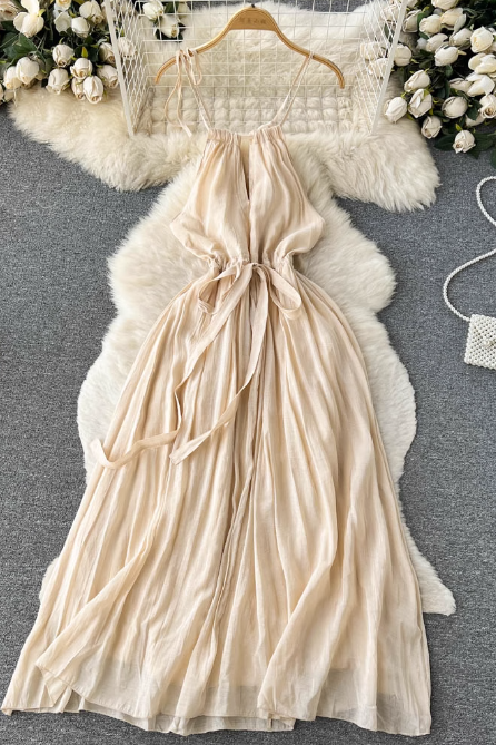 Design Sexy Chiffon Sling High Waist Sleeveless Dress
