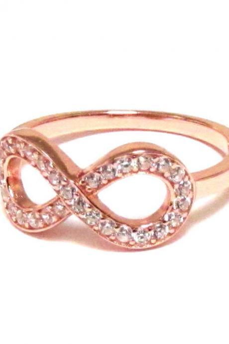 Ring-rose Gold Over Sterling Silver Ring With Hand Set Cubic Zirconia
