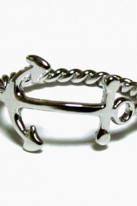 Anchor Ring-rhodium Over Sterling Silver