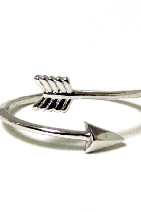 Rhodium Over Sterling Silver Arrow Ring