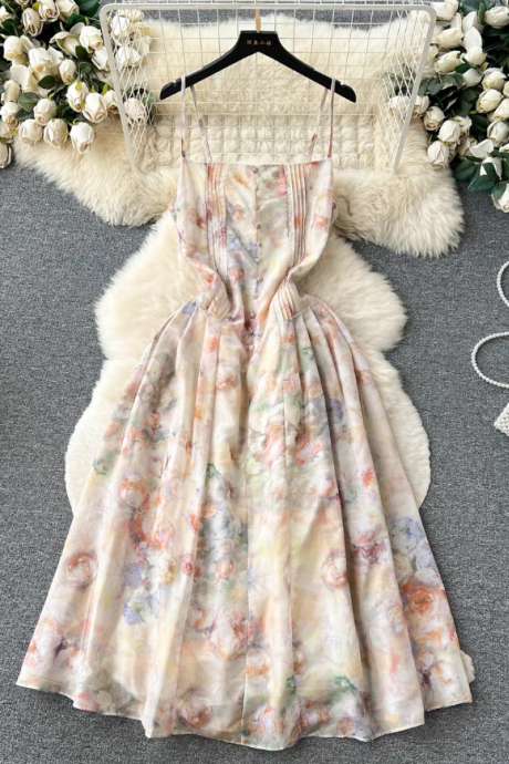 Cute Spaghetti Strap Fairy Floral Dress