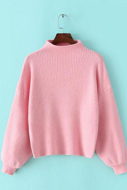 LONG-SLEEVED HIGH-NECKED KNITTING SWEATER