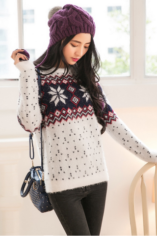 Sweet Round Neck Long-sleeved Sweater
