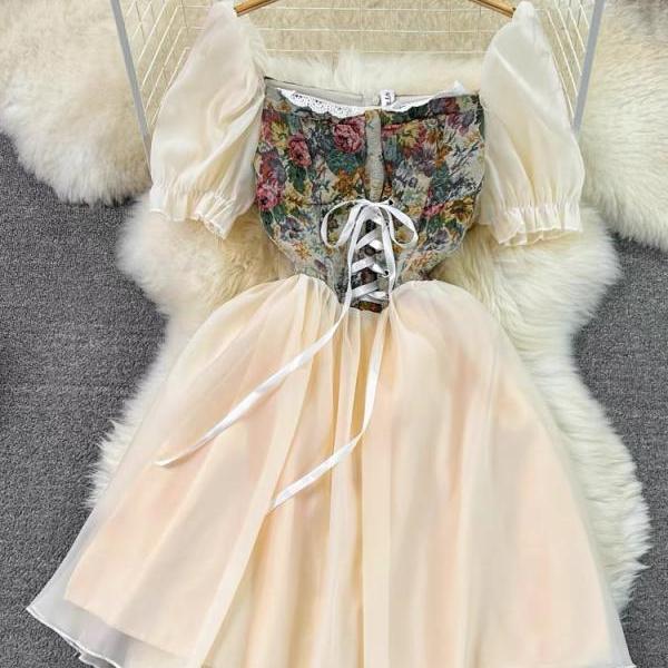 Temperament Princess Spice Girl Bubble Short Sleeve Dress