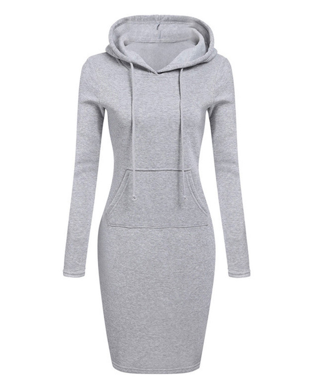 Solid Color Elegant Hooded Knitted Dress on Luulla