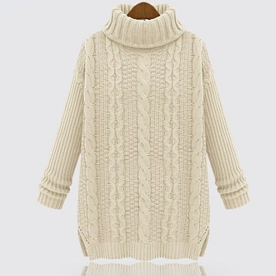 Woman's High Collar Knit Sweater on Luulla