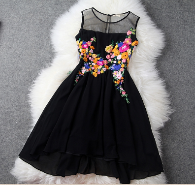 Round Neck Embroidered Vest Dress VAS0166